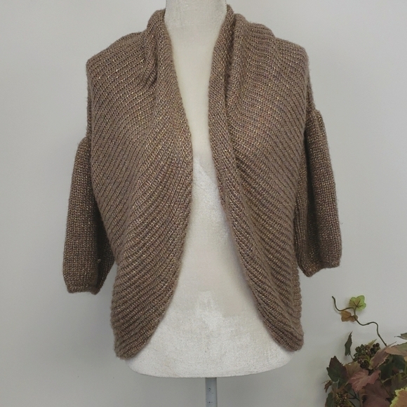 Cuddly Shrug Sweater Beige/Gold/Mauve O/S EUC - Picture 3 of 9